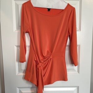 Women's Medium Ann Taylor Orange Top with Tie Detail